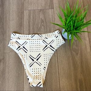 Aerie High Rise Cheeky Geometric print Swim Small